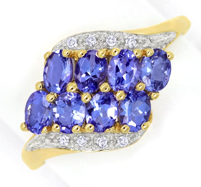 Foto 2 - Diamantenring mit dekorativen Tansaniten aus 585er Gold, S1400
