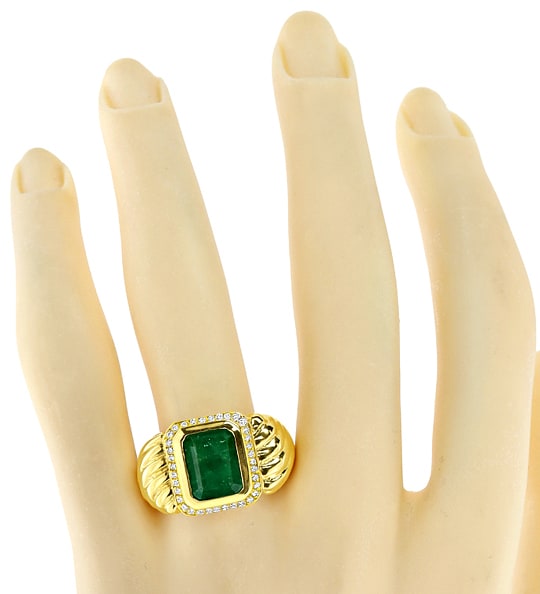 Foto 4 - 3ct Top Smaragd Brillanten Gelbgold-Ring 18K, S3065