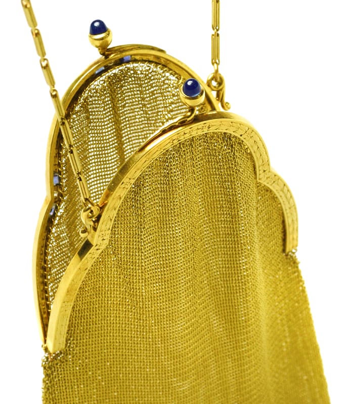 Foto 2 - Massive Gelbgold Handtasche Diamanten Saphire, S4443